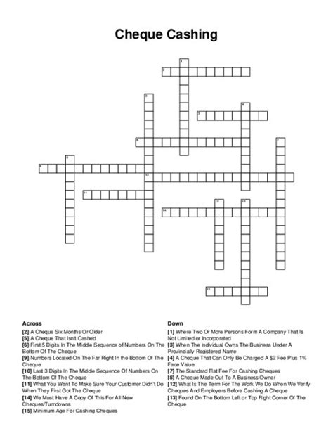 cheque holder crossword clue|Cheque.